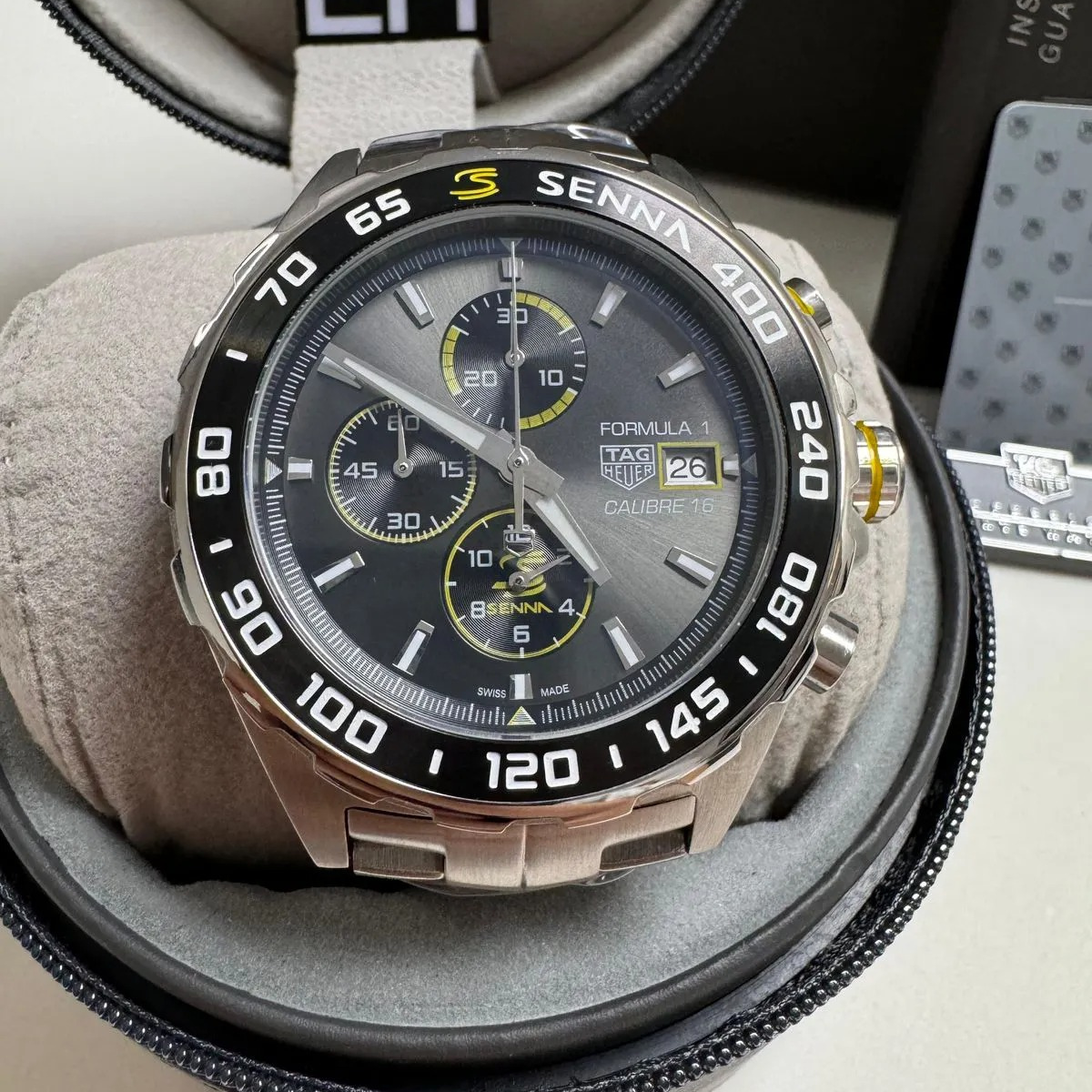 TAG Heuer Formula 1 Senna Chronograph Stainless Steel Black/Yellow – 44 mm